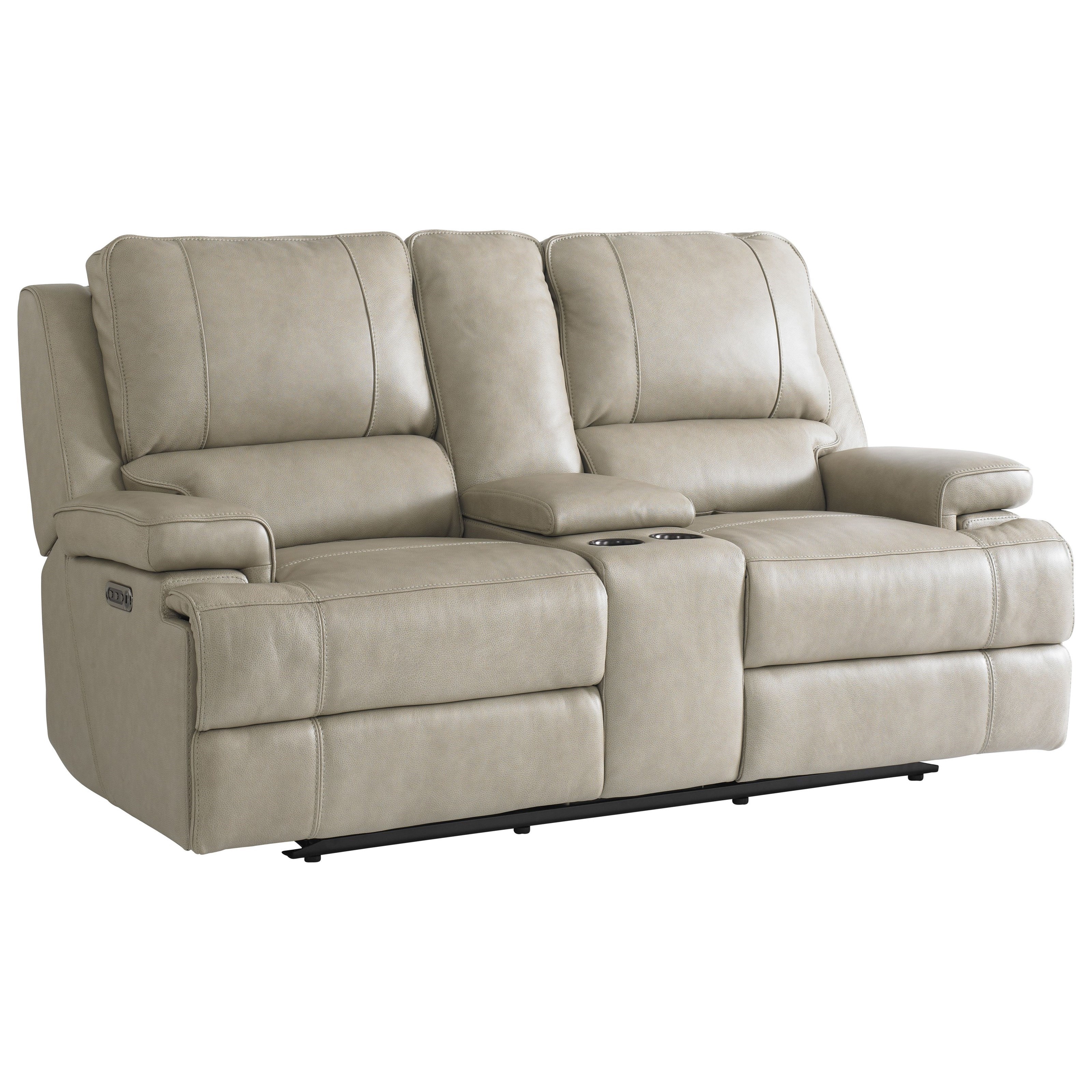 Bassett Parker Club Level Double Reclining Console Loveseat with Power